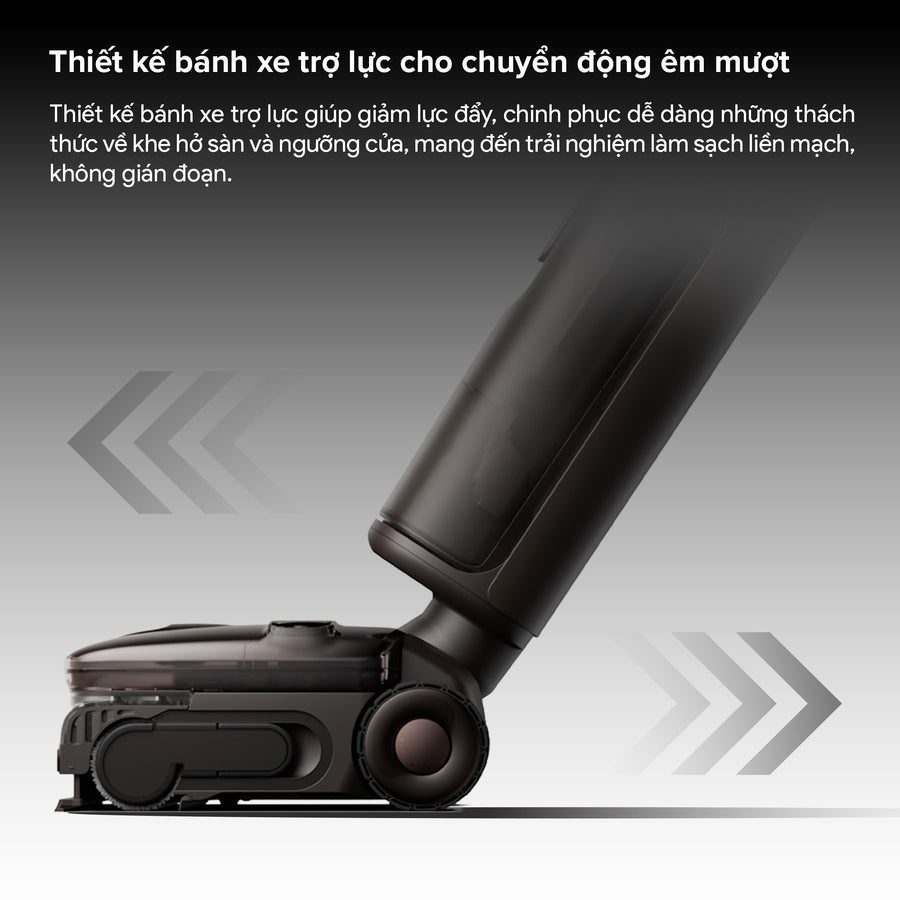 Thiết kế bánh xe trợ lực cho chuyển động êm mượt - Roborock F25 Pro Steam Gen 2 Combo