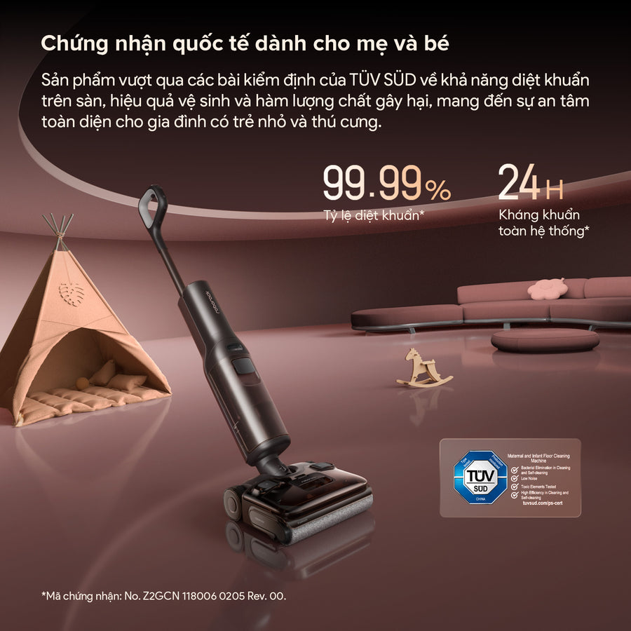 Chứng nhận quốc tế dành cho mẹ và bé - Roborock F25 Pro Turbo