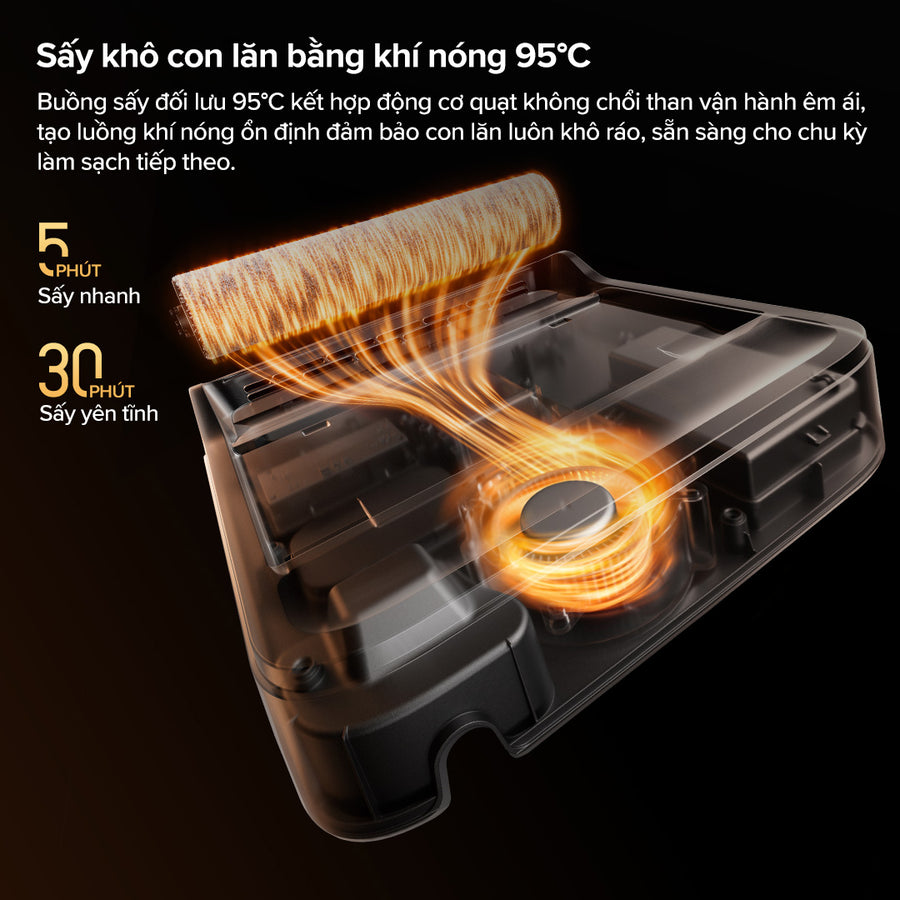Sấy khô con lăn bằng khí nóng 95°C - Roborock F25 Ultra