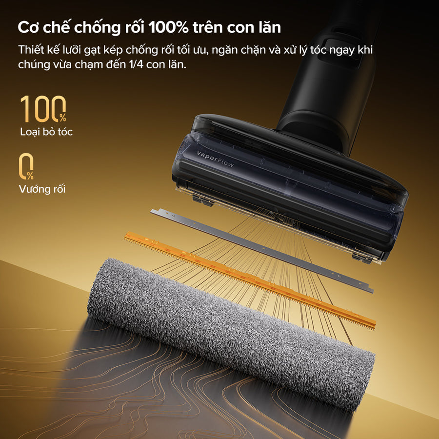 Cơ chế chống rối 100% trên con lăn - Roborock F25 Ultra