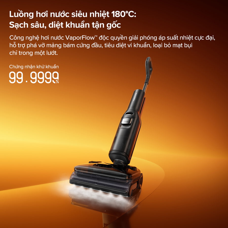 Luồng hơi nước siêu nhiệt 180°C:Sạch sâu, diệt khuẩn tận gốc - Roborock F25 Ultra