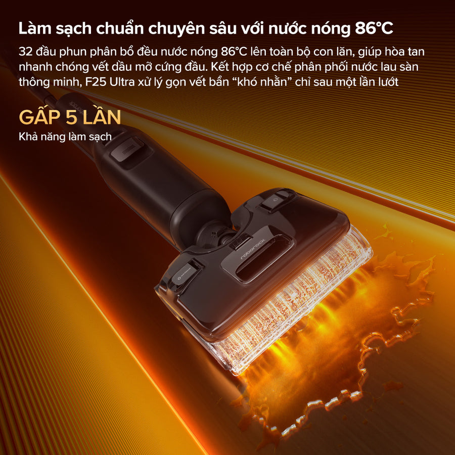 Làm sạch chuẩn chuyên sâu với nước nóng 86°C - Roborock F25 Ultra