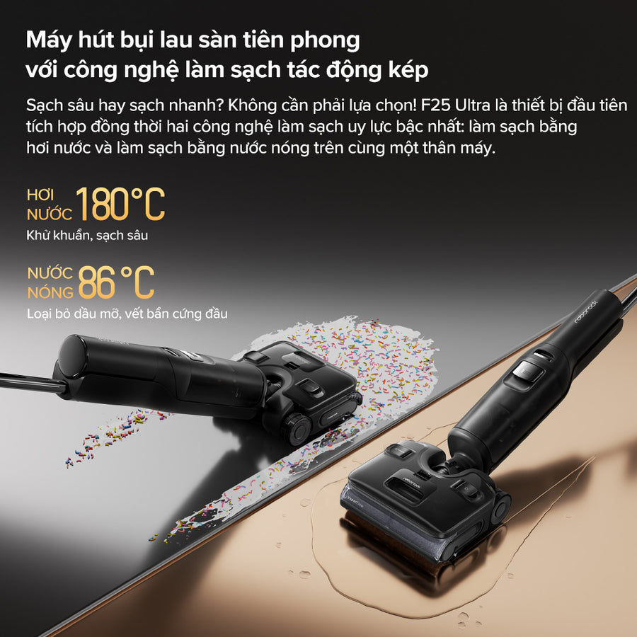 Công nghệ làm sạch tác động kép - Roborock F25 Ultra
