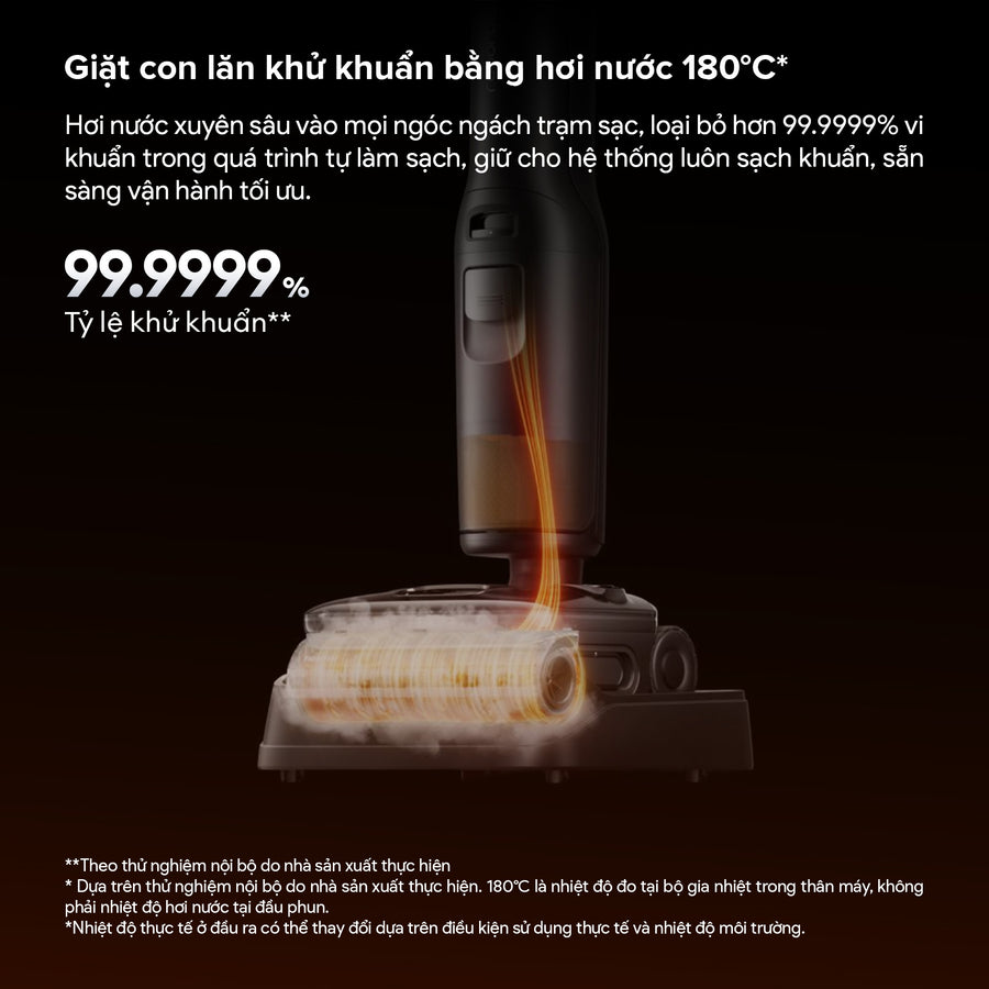 Giặt con lăn khử khuẩn bằng hơi nước 180°C* - Roborock F25 Ultra Steam Gen 2