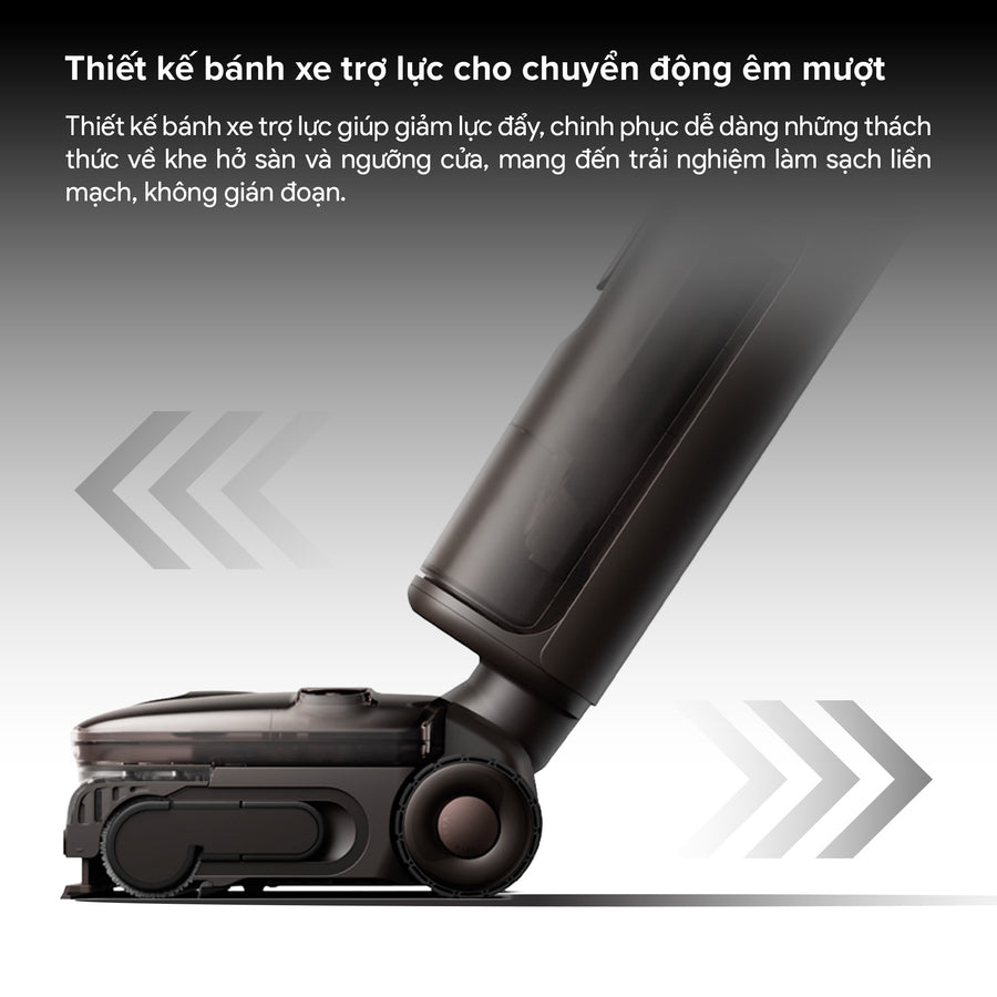Thiết kế bánh xe trợ lực cho chuyển động êm mượt - Roborock F25 Ultra Steam Gen 2