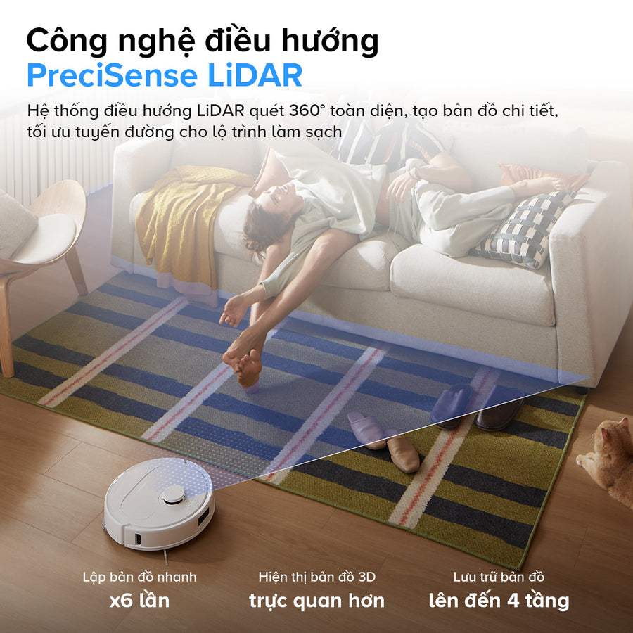 Công nghệ điều hướng PreciSense LiDAR - Roborock Qrevo 5AE