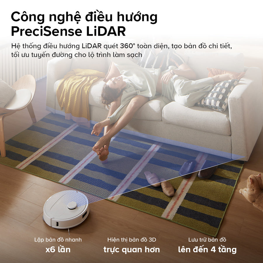 Điều hướng chính xác với PreciSense LiDAR - Roborock Qrevo C Pro