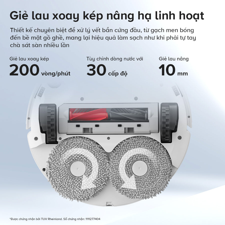 Giẻ lau xoay kép nâng hạ linh hoạt - Roborock Qrevo C Pro