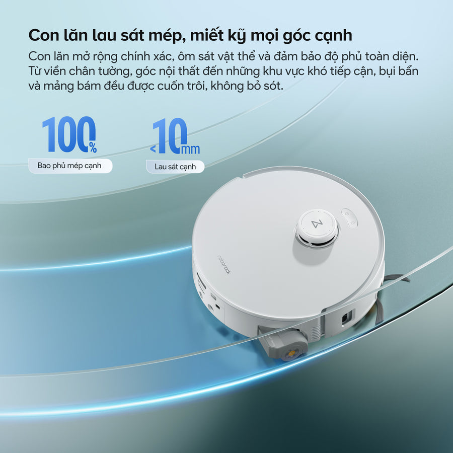 Con lăn lau sát mép, miết kỹ mọi góc cạnh - Roborock Qrevo Curv 2 Flow