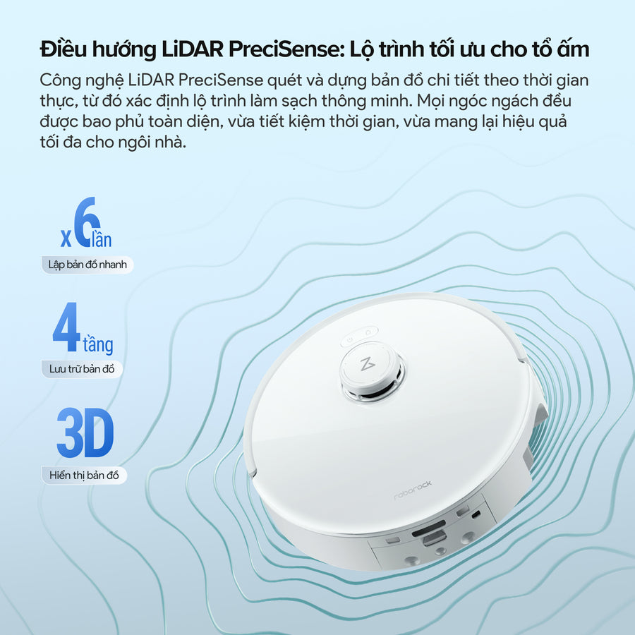 Điều hướng LiDAR PreciSense: Lộ trình tối ưu cho tổ ấm - Roborock Qrevo Curv 2 Flow