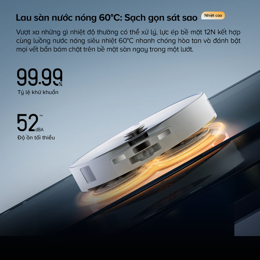 Lau sàn nước nóng 60°C: Sạch gọn sát sao - Roborock Qrevo Curv 2 Pro