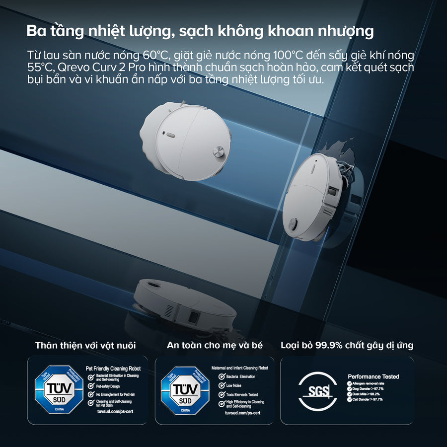 Ba tầng nhiệt lượng, sạch không khoan nhượng - Roborock Qrevo Curv 2 Pro