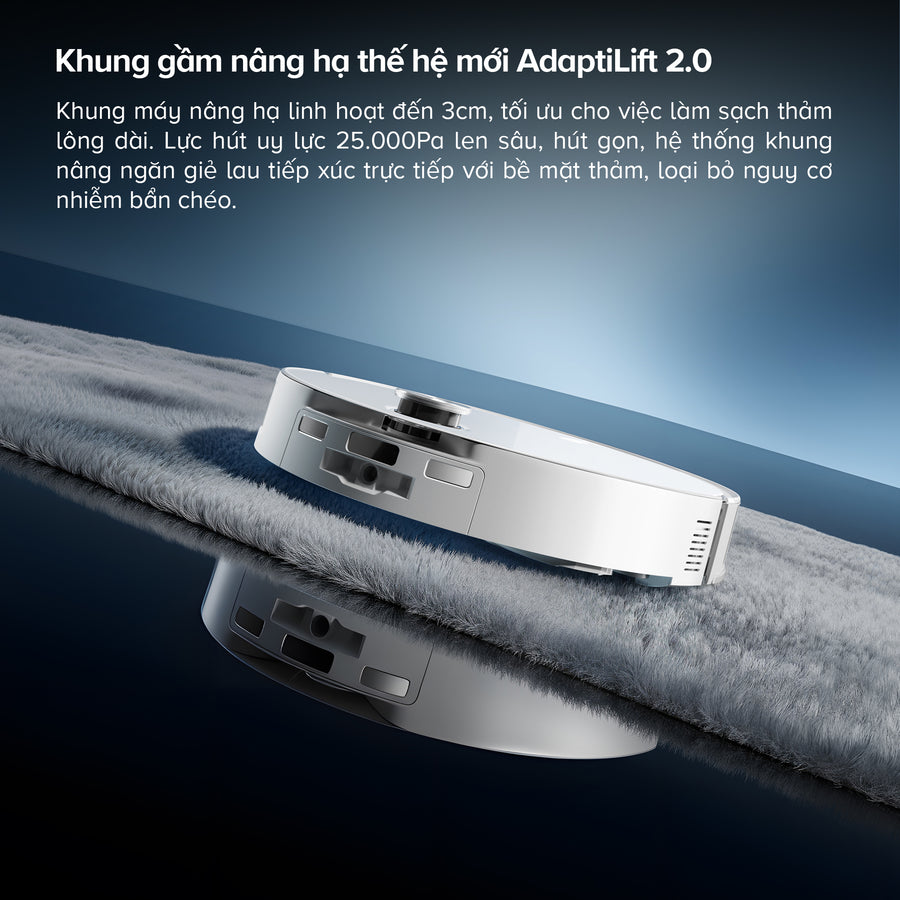 Khung gầm nâng hạ thế hệ mới AdaptiLift 2.0 - Roborock Qrevo Curv 2 Pro
