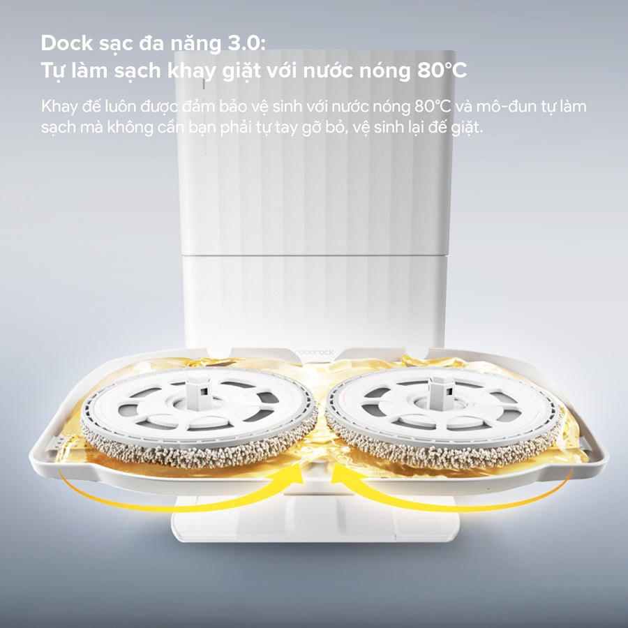 Tự làm sạch khay giặt với nước nóng 80°C - Roborock Qrevo Edge 2