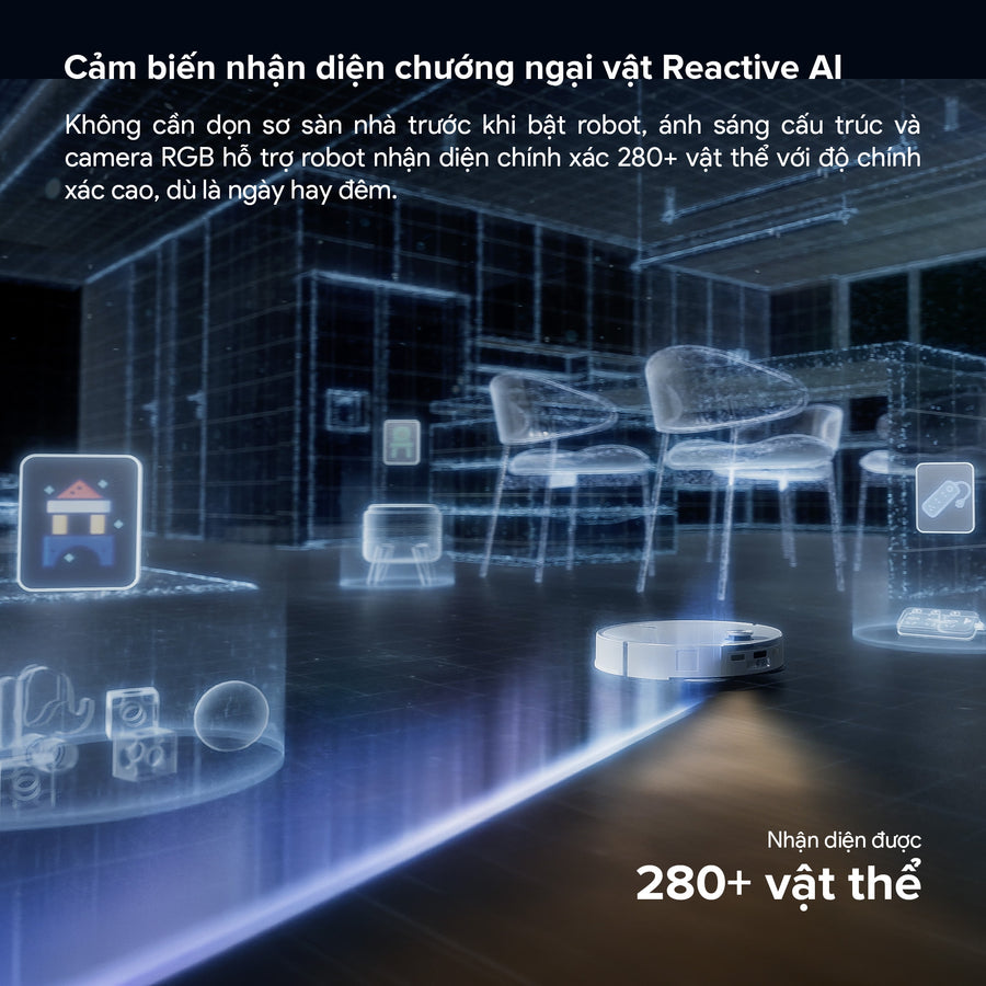 Cảm biết nhận diện chướng ngại vật Reactive AI - Roborock Qrevo Edge 2