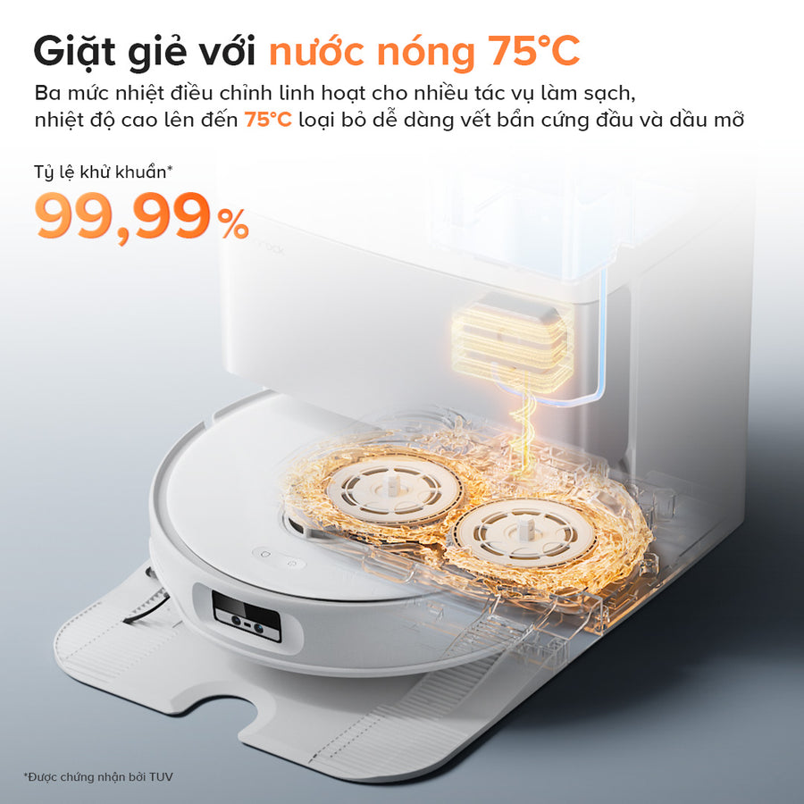 Giặt giẻ với nước nóng 75 độ C - Roborock Qrevo Edge 5V1
