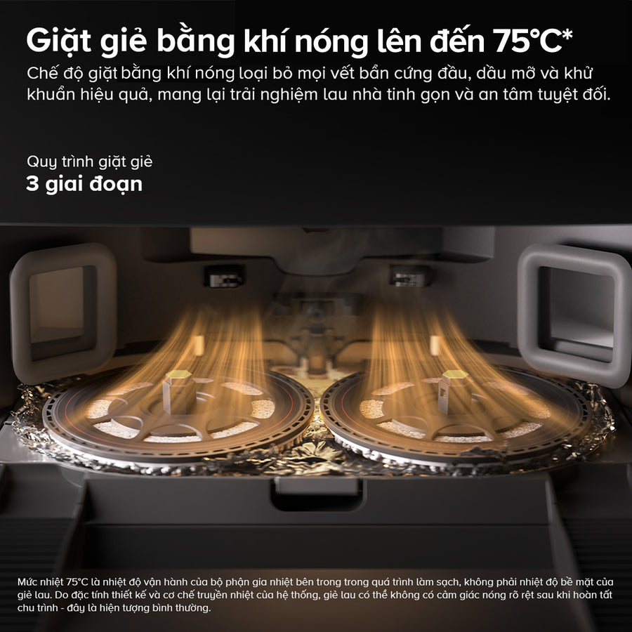 Giặt giẻ bằng khí nóng lên đến 75°C - Roborock Qrevo S Pro