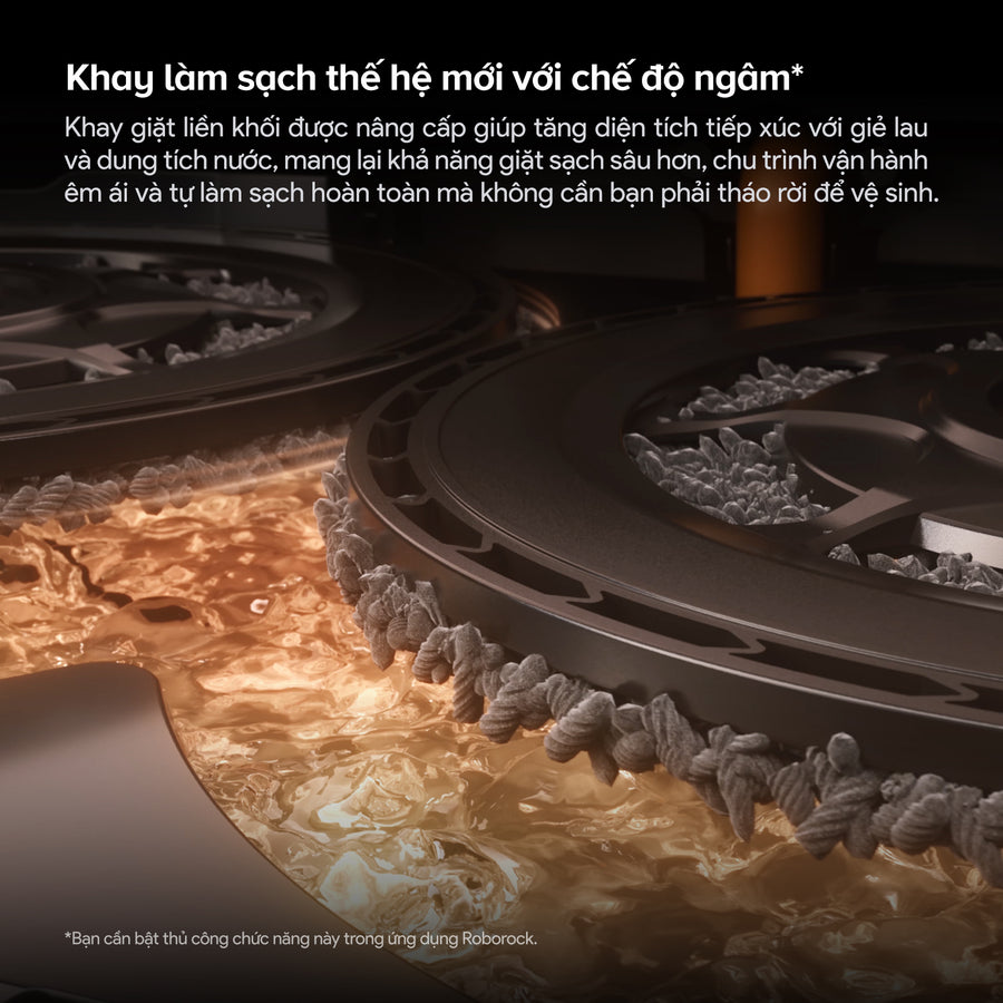 Khay làm sạch thế hệ mới với chế độ ngâm* - Roborock Saros 20 (Cấp xả nước tự động)