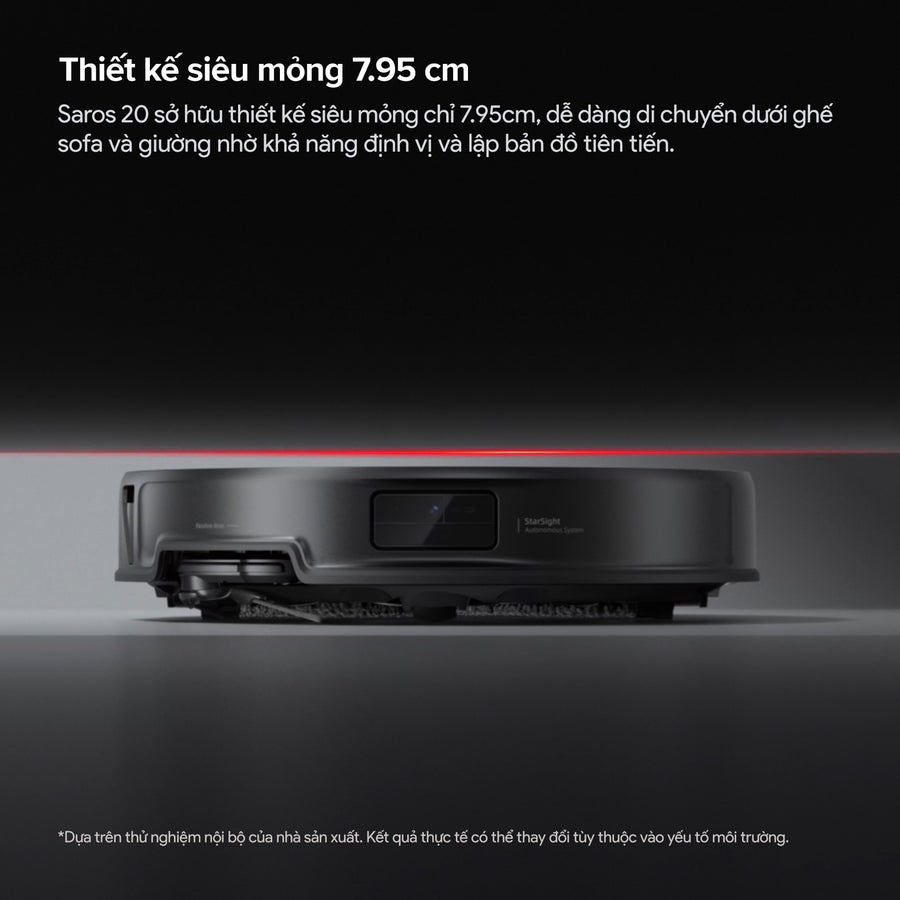 Thiết kế siêu mỏng 7,95 cm - Roborock Saros 20