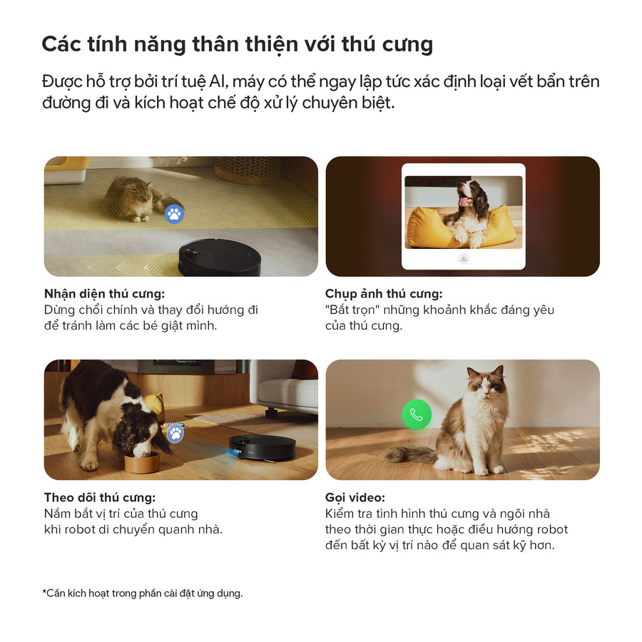 Các tính năng thân thiện với thú cưng - Roborock Saros 20 Flow Complete
