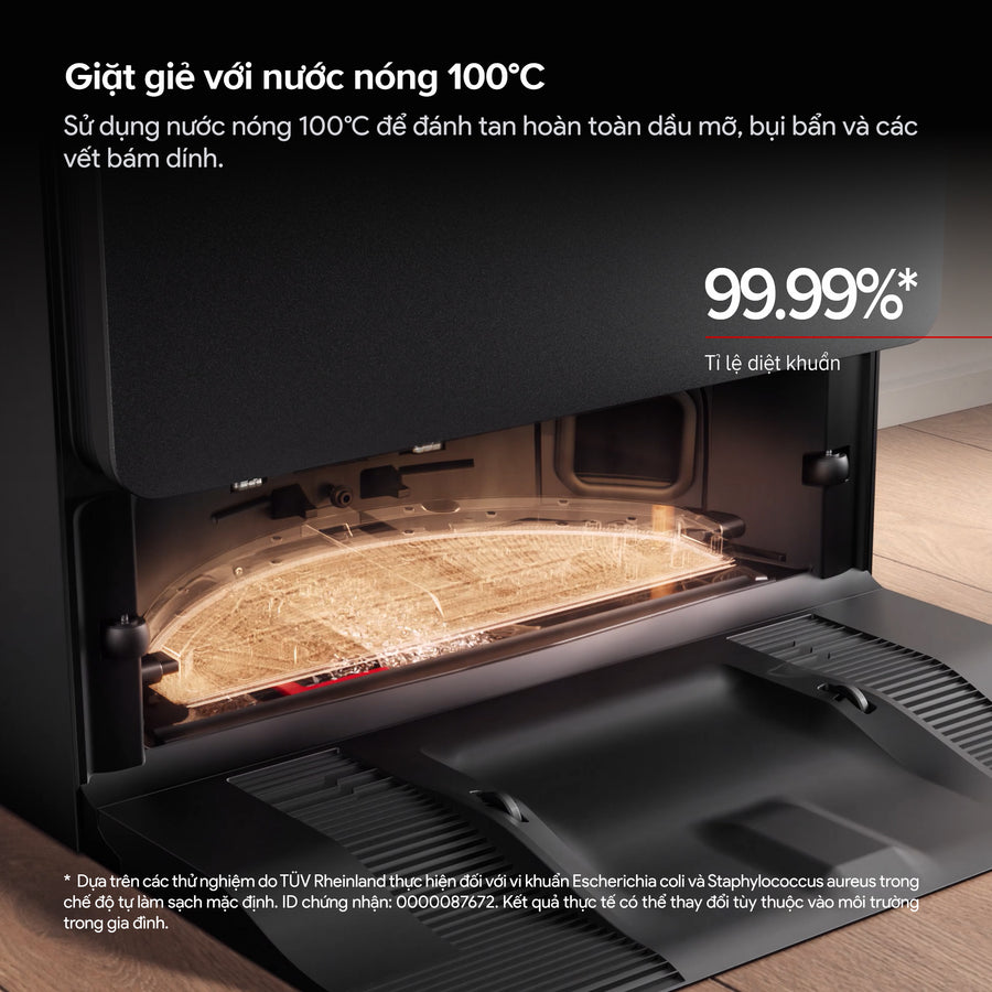 Giặt giẻ với nước nóng 100°C - Roborock Saros 20 Sonic