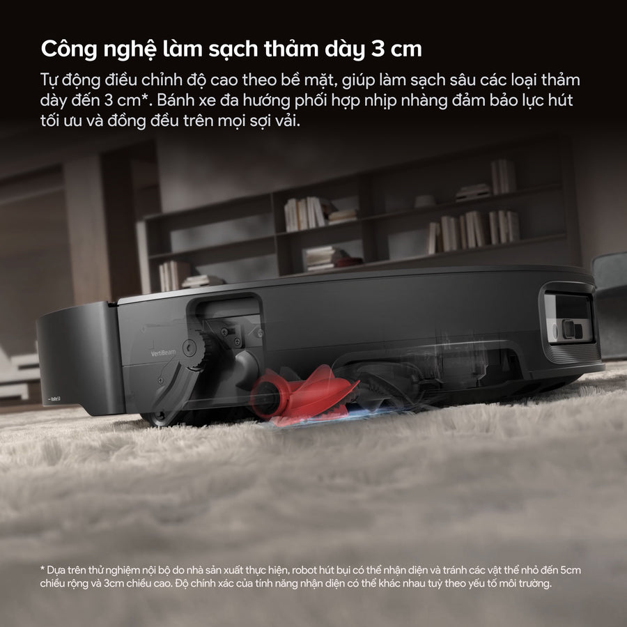 Công nghệ làm sạch thảm dày 3 cm - Roborock Saros 20 Sonic