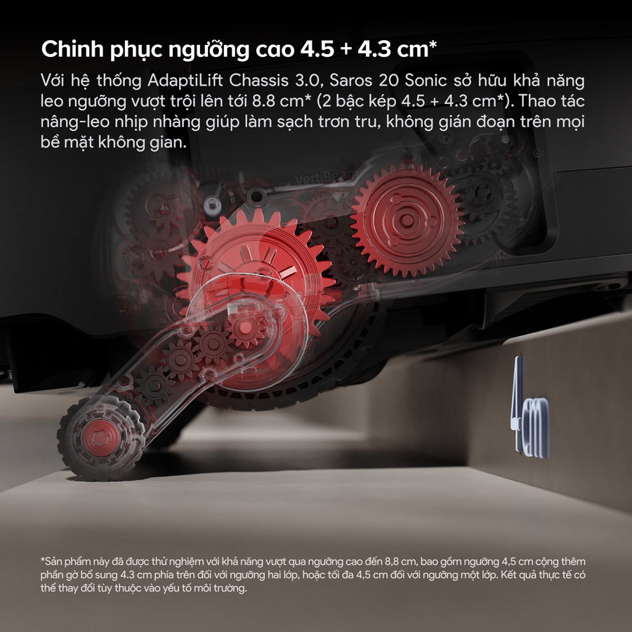 Chinh phục ngưỡng cao 4.5 + 4.3 cm* - Roborock Saros 20 Sonic